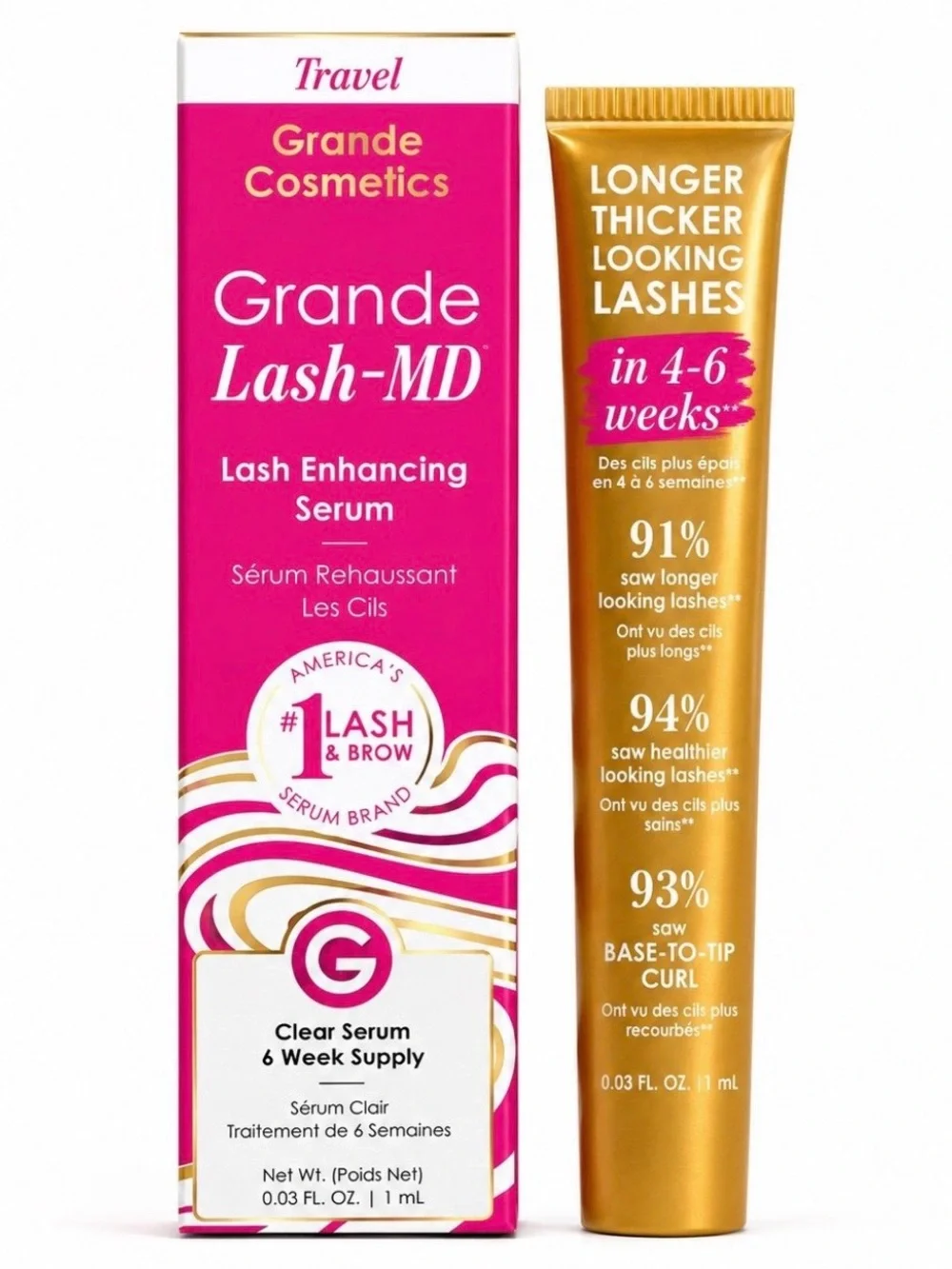 Grande Cosmetics GrandeLASH-MD Lash Enhancing Serum Travel Size New